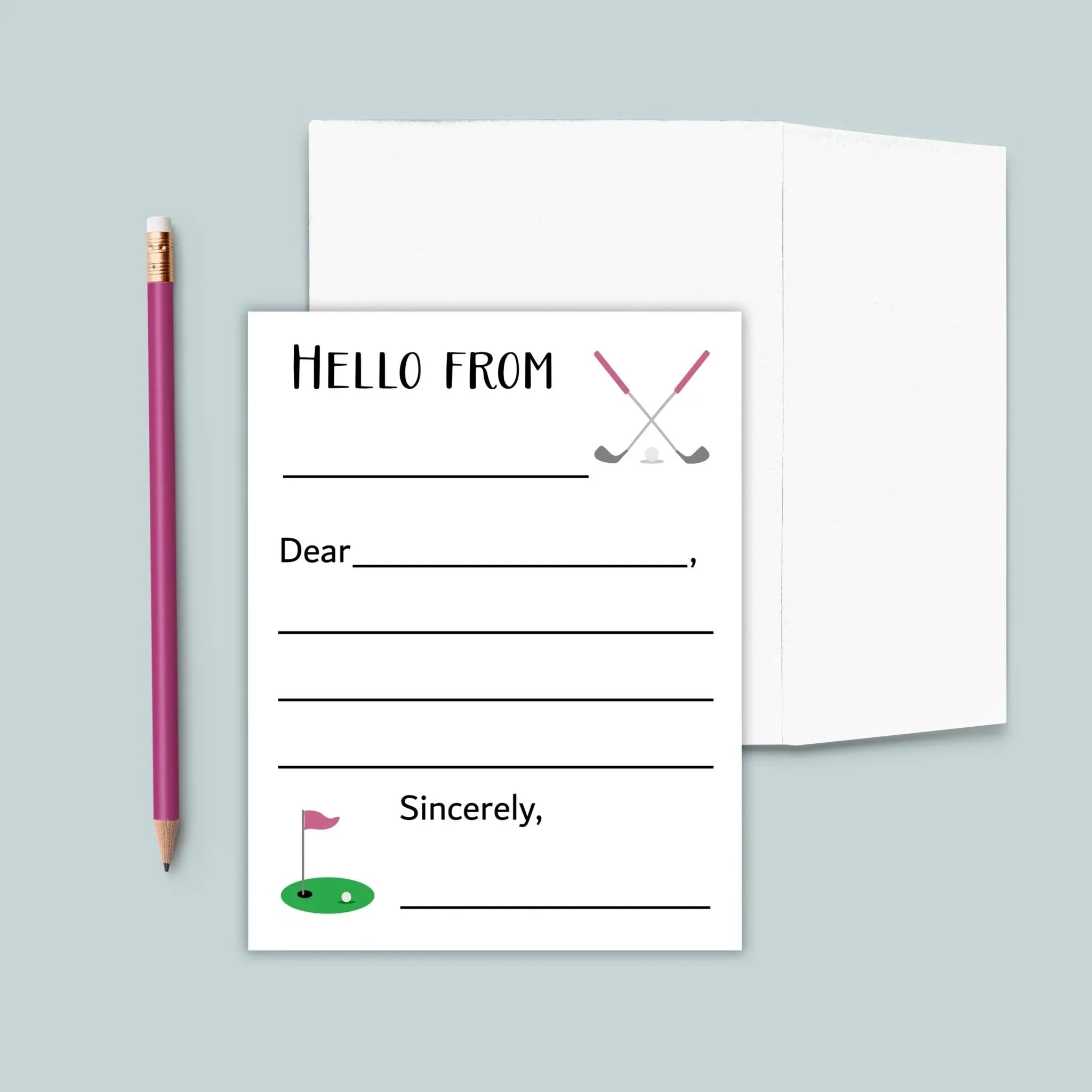 Golf (Pink) - Lined Note Cards - The Note House
