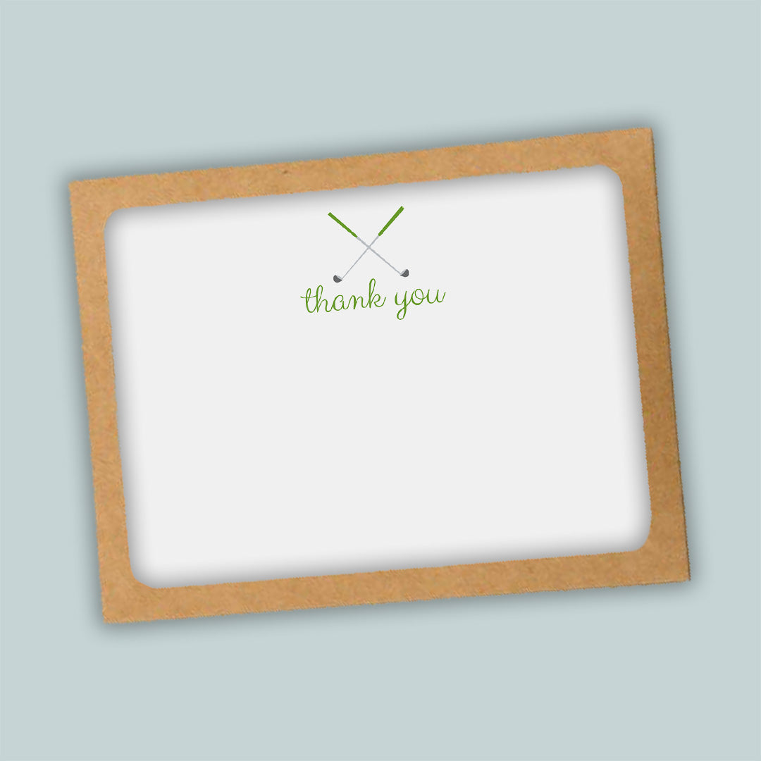 Golf Thank You Flat Note Cards, Green - Box of 12