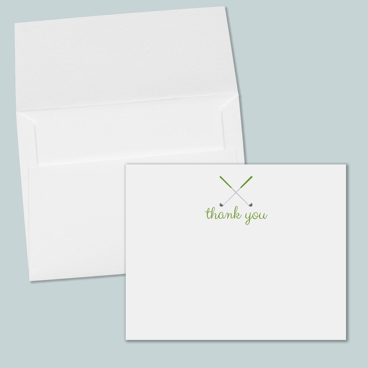 Golf Thank You Flat Note Cards, Green - Box of 12