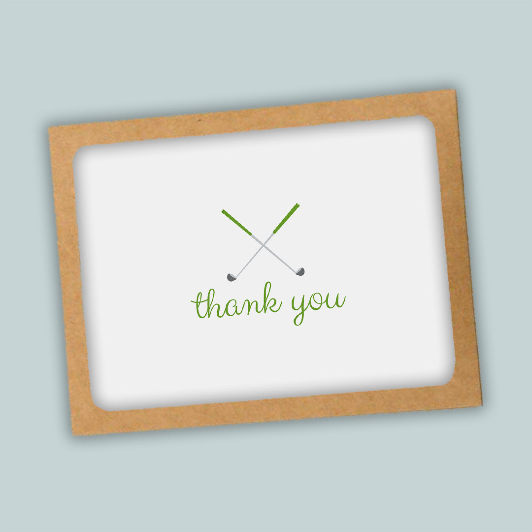 Golf Thank you Folded Note Cards, Green - Box of 8