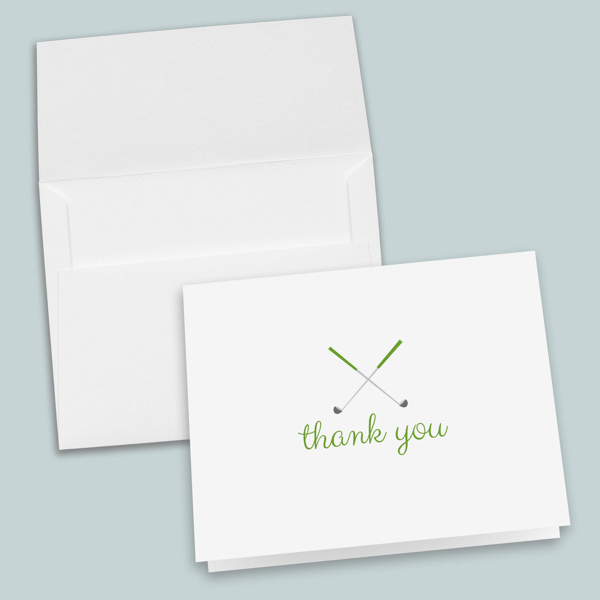 Golf Thank you Folded Note Cards, Green - Box of 8