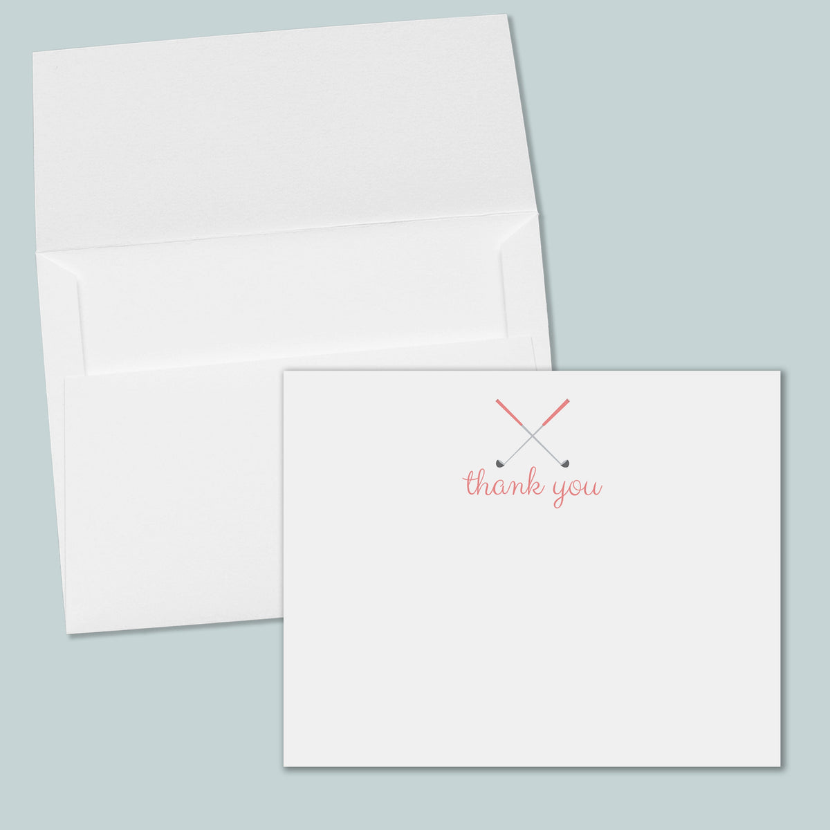 Golf Thank You Flat Note Cards, Pink - Box of 12