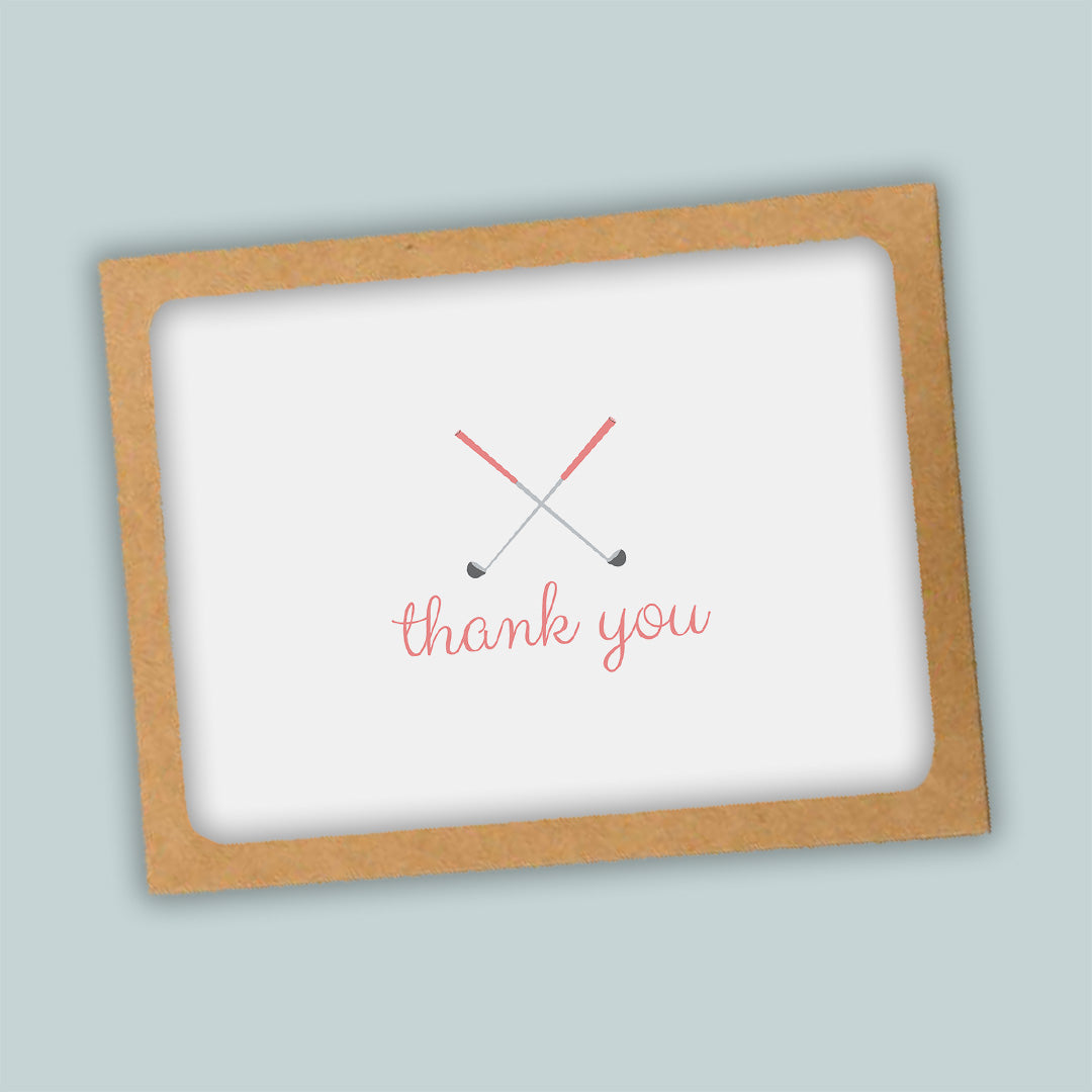 Golf Thank You Folded Note Cards, Pink - Box of 8
