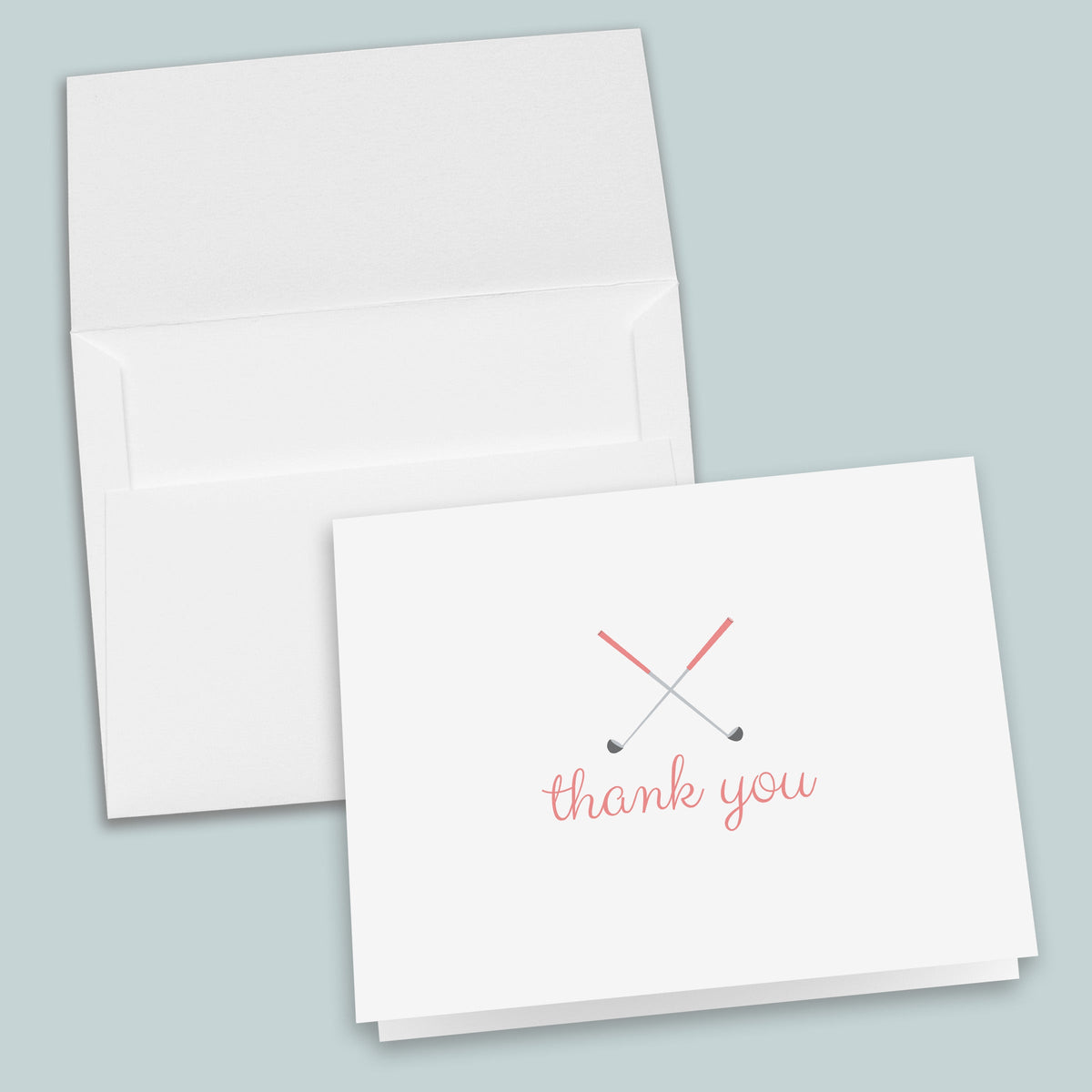 Golf Thank You Folded Note Cards, Pink - Box of 8