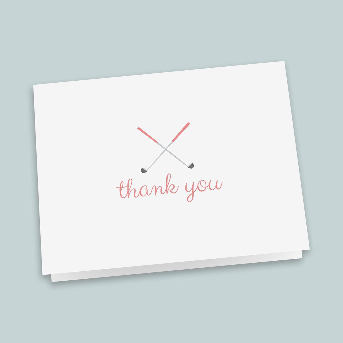 Golf Thank You Folded Note Cards, Pink - Box of 8
