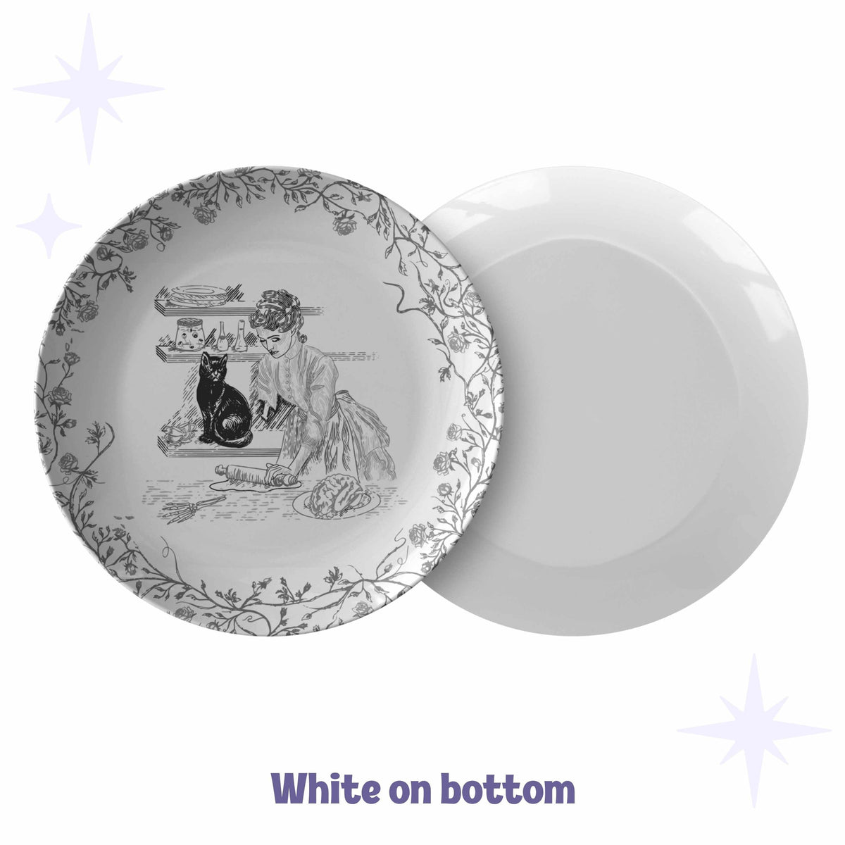 Domestic Zombie Baking Brain Pie Plate, Black and White