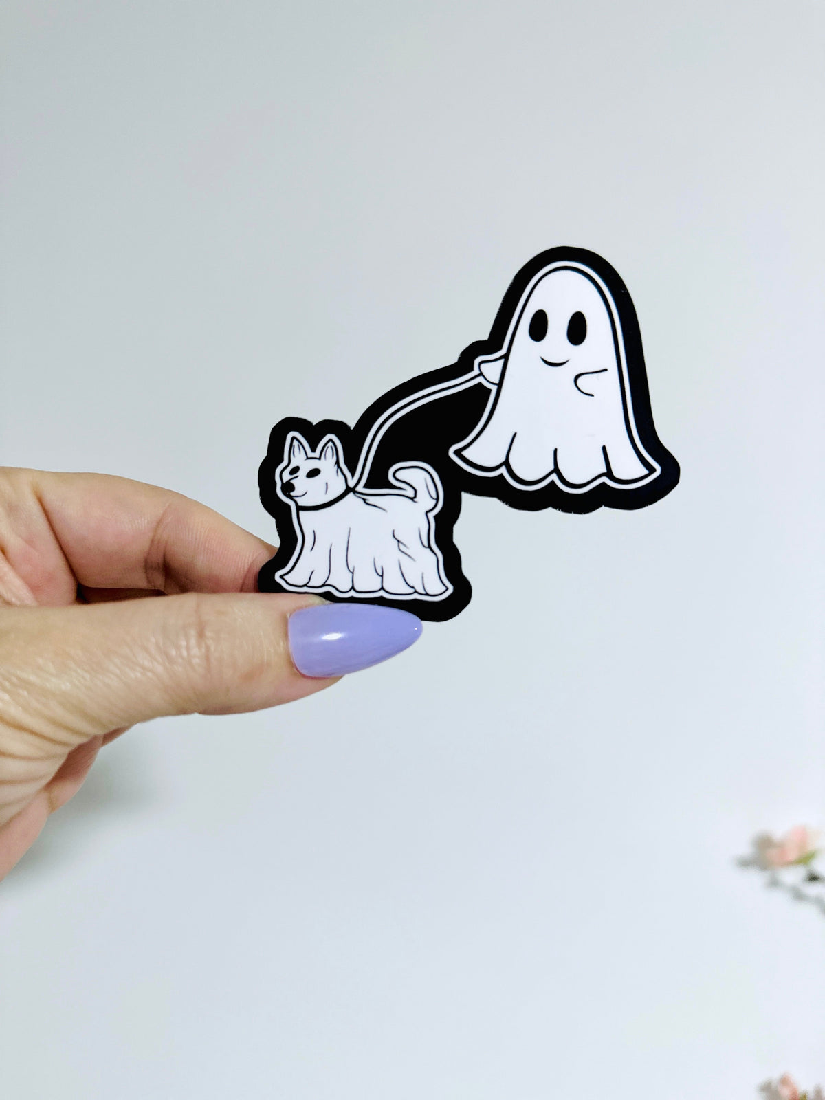 Ghost Walking Dog Figurine Sticker