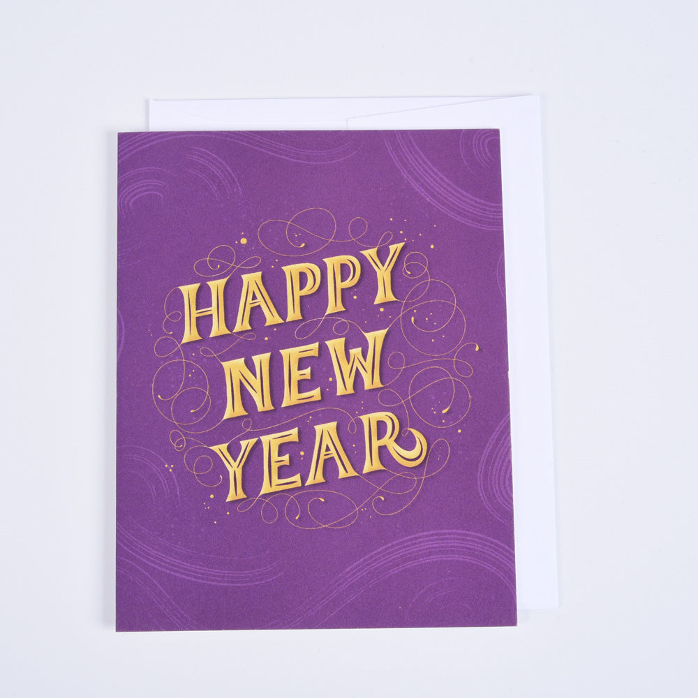 A purple greeting card with &