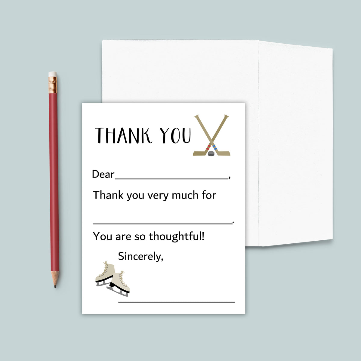 Kids Fill-in Thank You Notes, Hockey - Box of 12