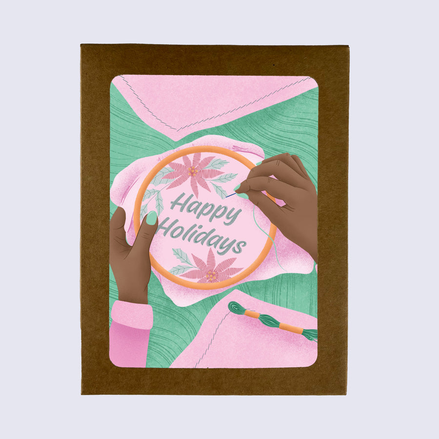 A folded greeting card with &