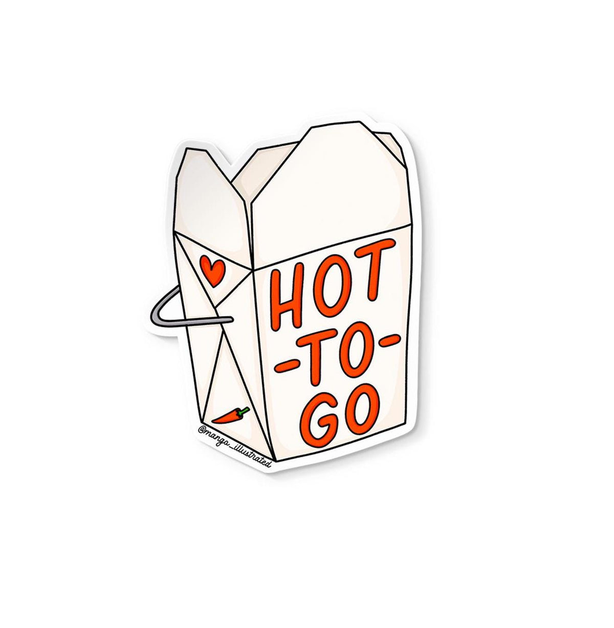 Hot to go sticker flat lay — waterproof vinyl pop music water bottle sticker by indie artist MangoIllustrated