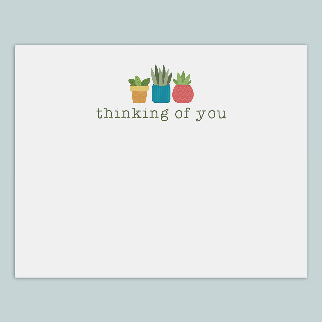 Houseplant Flat Note Cards for Plant Lovers - Box of 12