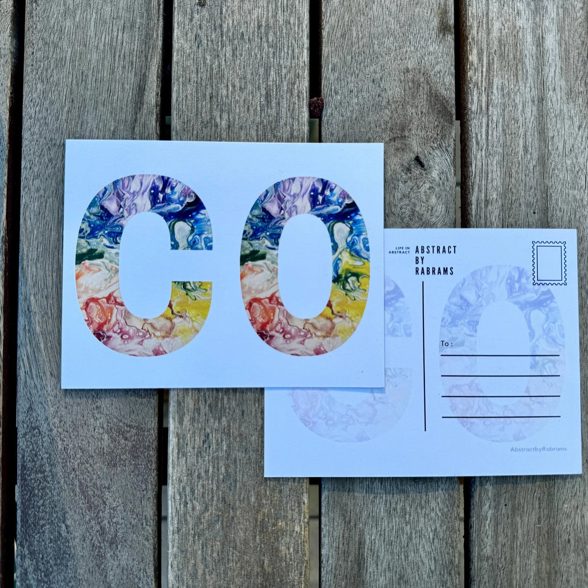 Colorado Abbreviation Postcard - CO - 4.25"x5.5" - Rainbow