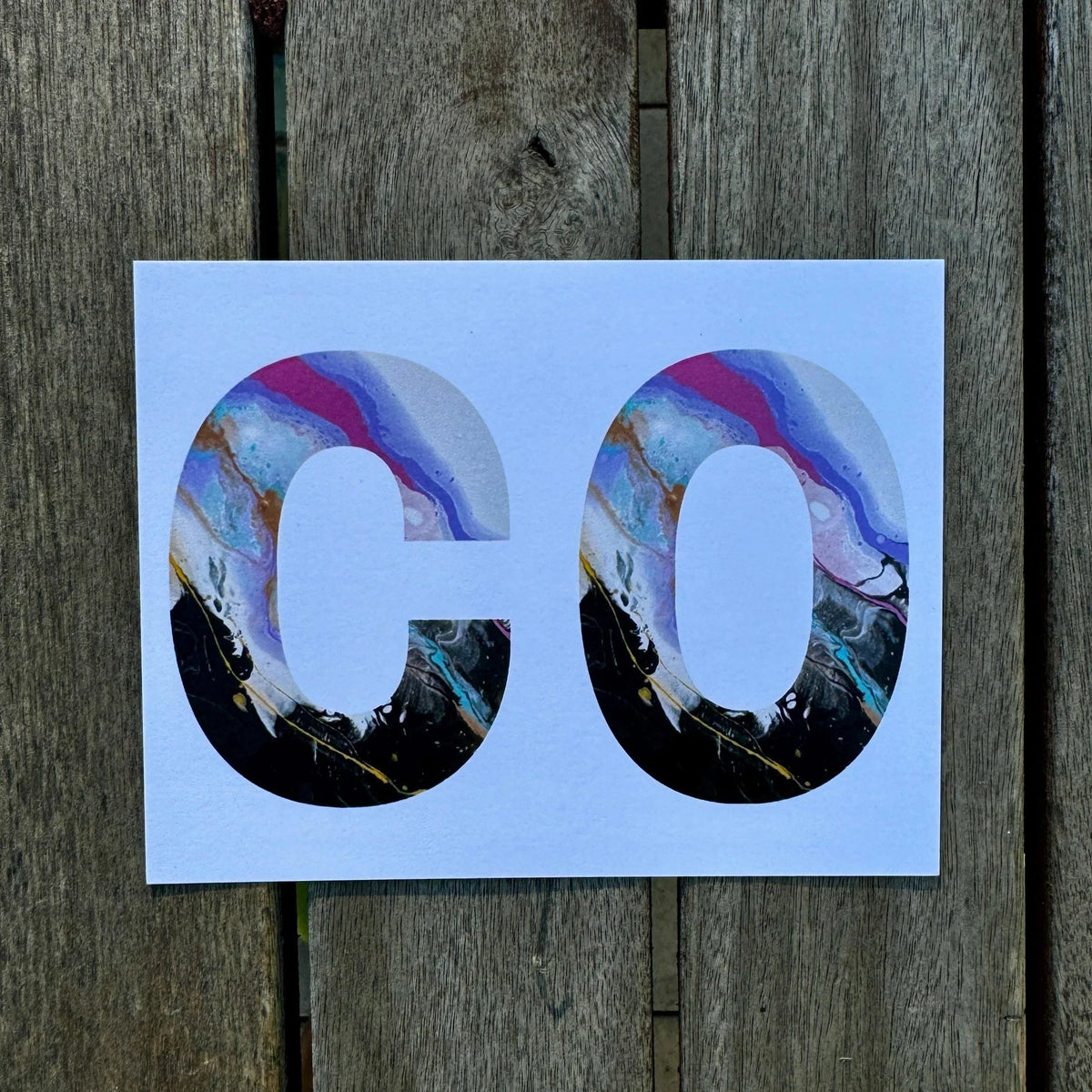 Colorado Abbreviation Postcard - CO - 4.25"x5.5" - Rainbow