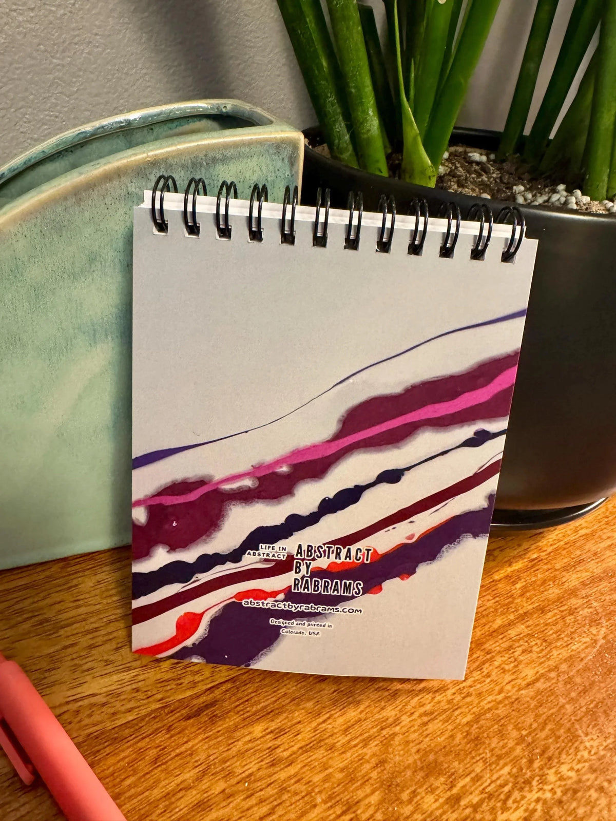 Pink and White Spiral Notepad with Soft Touch Cover - 5.5x4.25