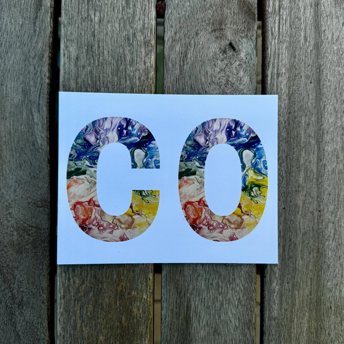 Colorado Abbreviation Postcard - CO - 4.25"x5.5" - Rainbow
