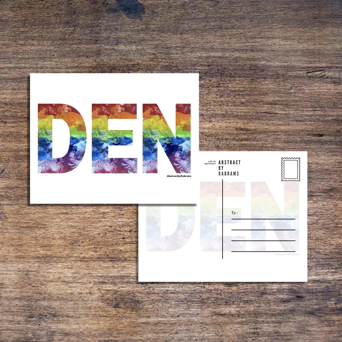 Denver Abbreviation Postcard - DEN - 4.25"x5.5" - Rainbow