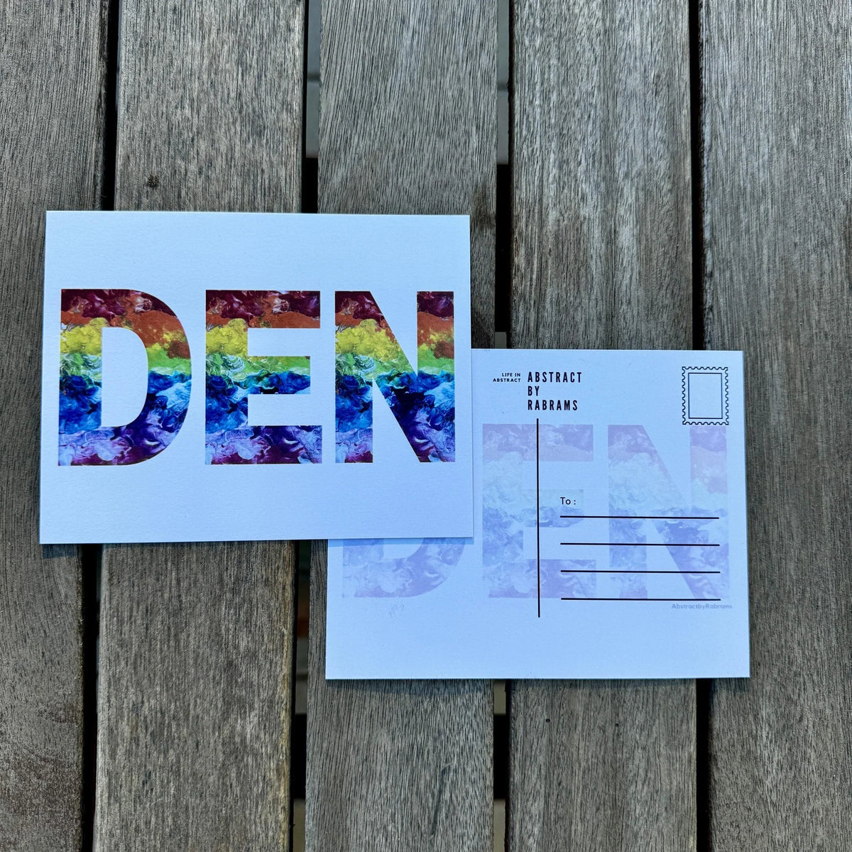 Denver Abbreviation Postcard - DEN - 4.25"x5.5" - Rainbow