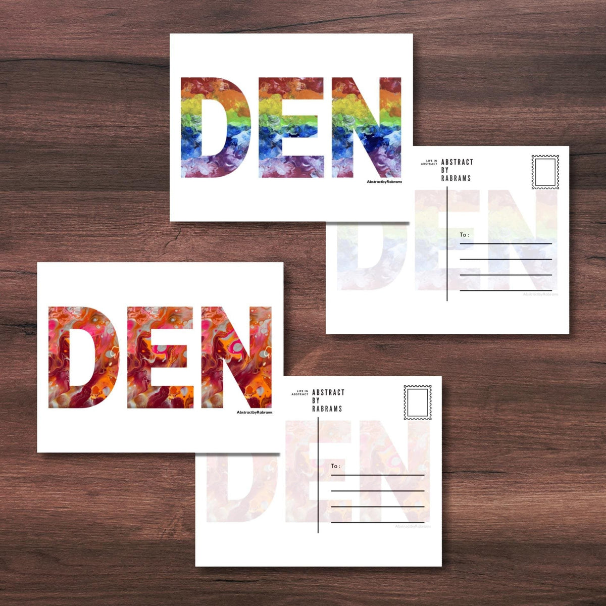 Denver Abbreviation Postcard - DEN - 4.25"x5.5" - Rainbow