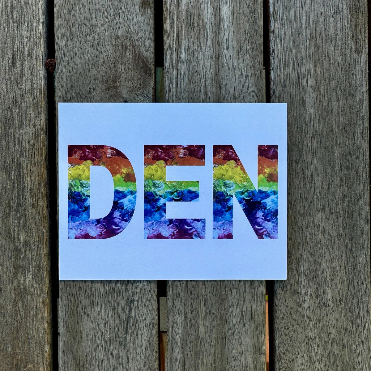 Denver Abbreviation Postcard - DEN - 4.25"x5.5" - Rainbow