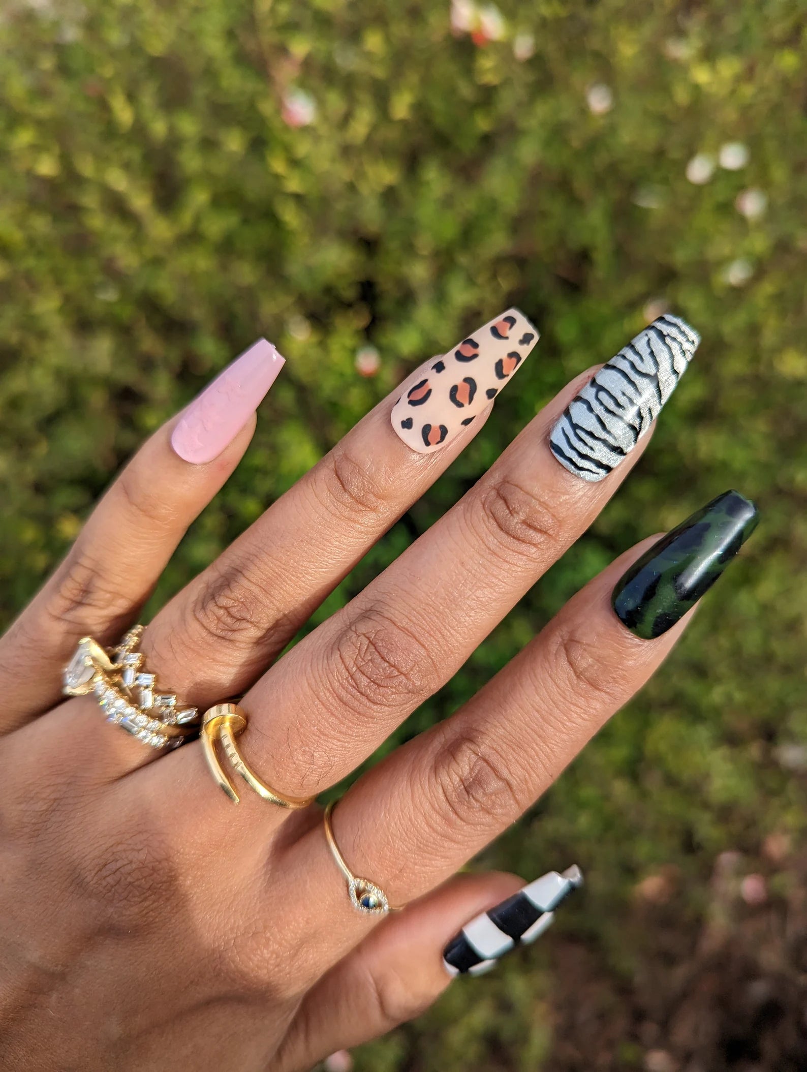 Mismatch - Animal Print and Camouflage mixed up Press-On Nail Extensions 10pcs