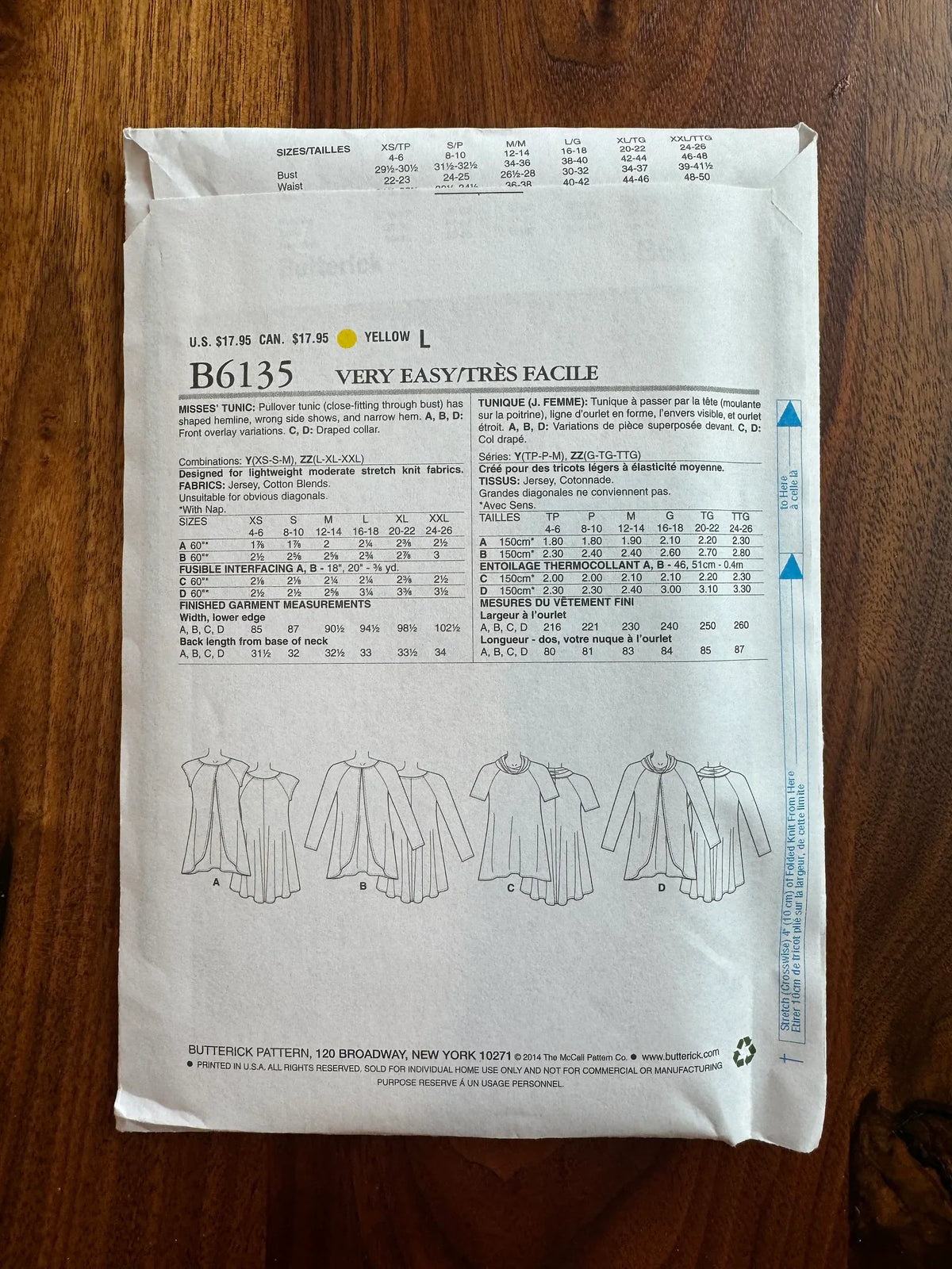 Butterick B6135 Lg/XL Sewing Pattern