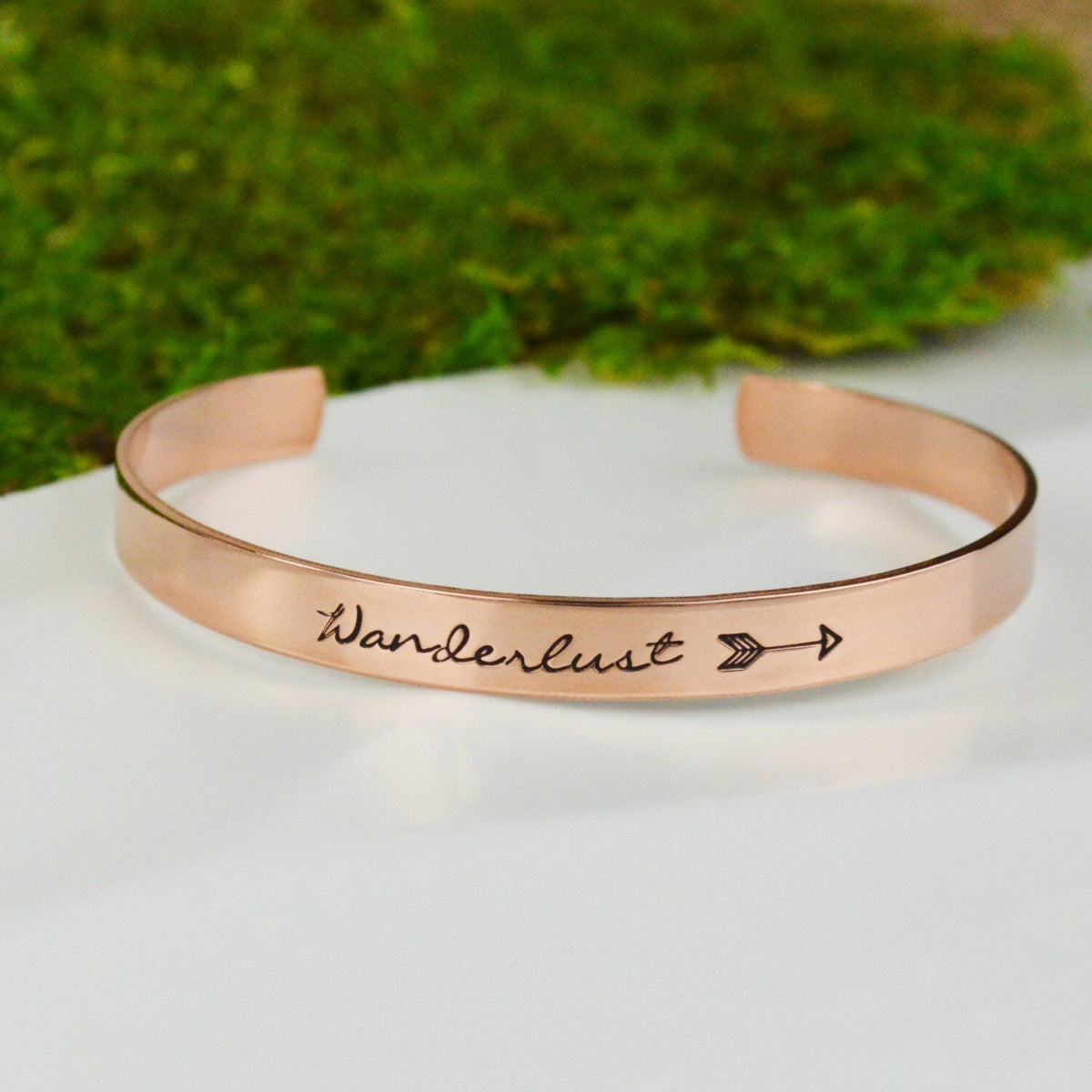 Wanderlust Cuff Bracelet Aluminum Brass or Copper Bangle