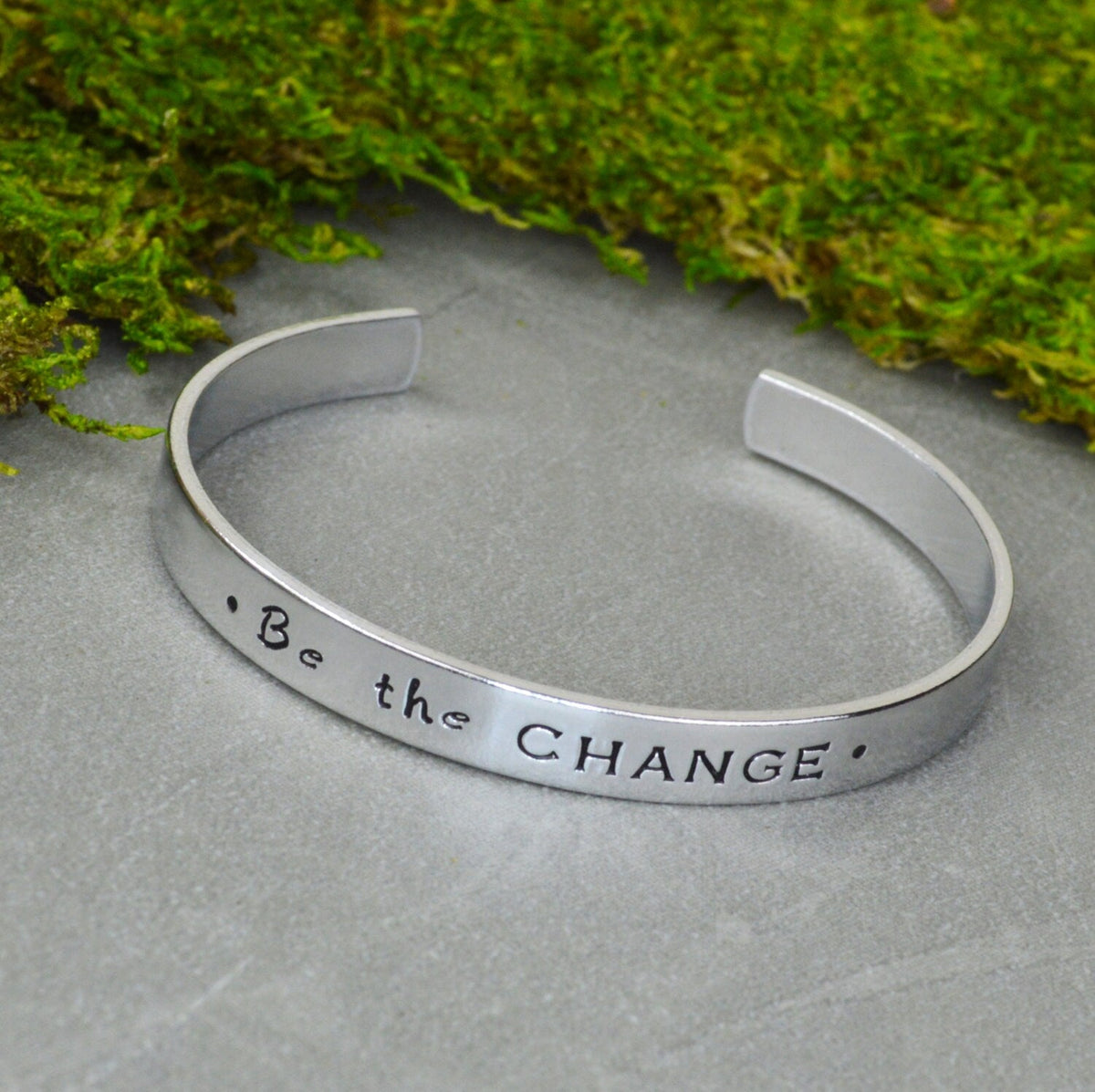 Be the Change Hand Stamped Inspirational Bracelet