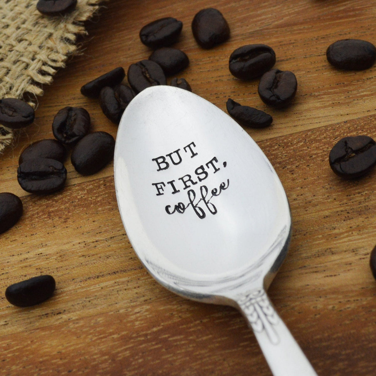 But First, Coffee Hand Stamped Spoon