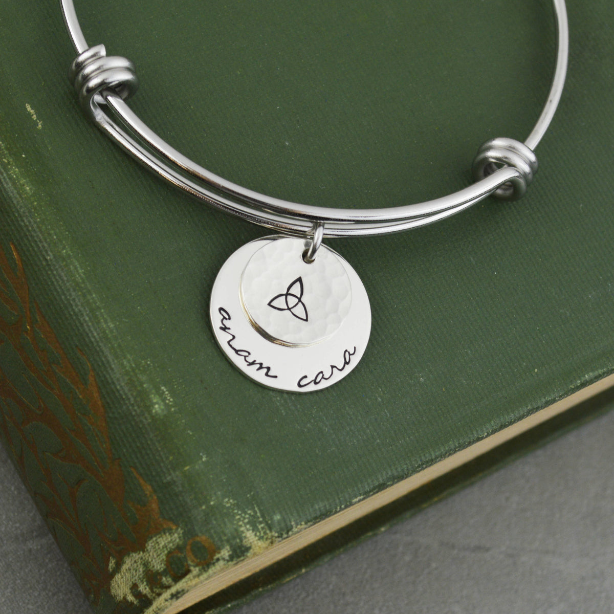 Anam Cara Adjustable Bangle Bracelet - Stacking Bangle - Best Friends Soul Friends Gift - Celtic Jewelry