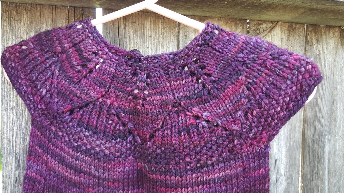 Hand Knit 1st Birthday Dress - Purple Baby Girl 9 to 12 month Clothes - Toddler Wedding Outfit