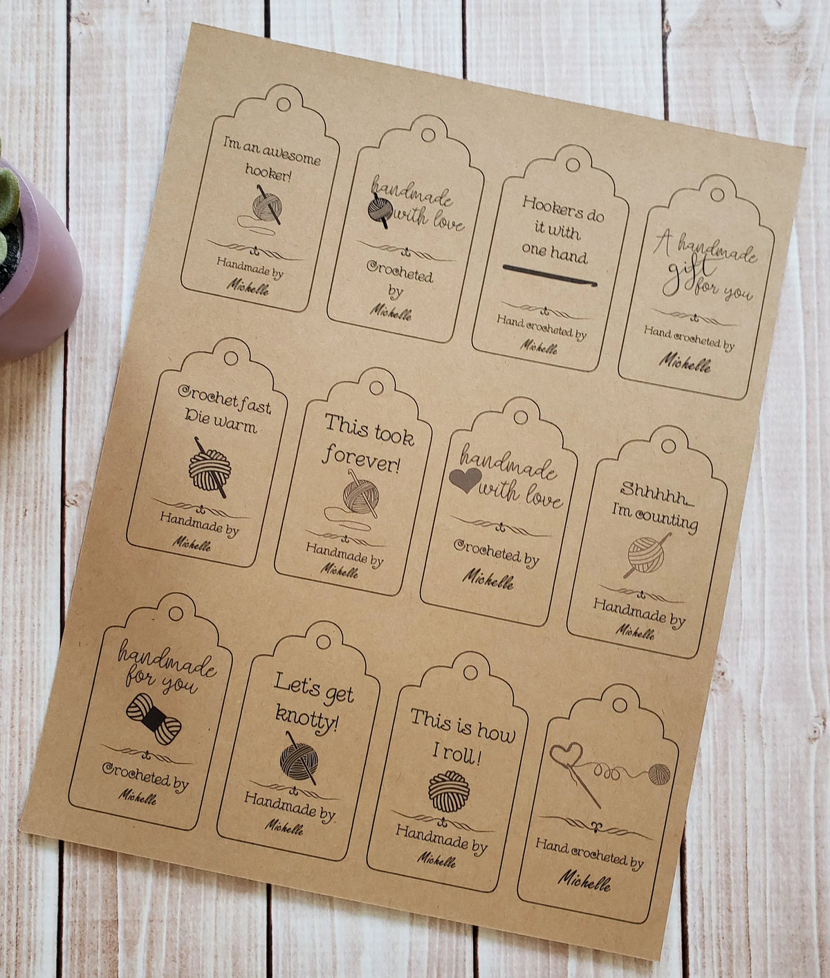 Personalized Double Sided Crochet Quote Gift Tag With Blank Care Instructions - PDF File Only - Printable Crochet Tag