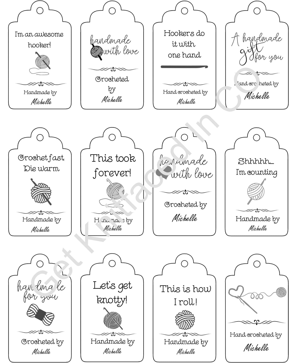 Personalized Double Sided Crochet Quote Gift Tag With Blank Care Instructions - PDF File Only - Printable Crochet Tag