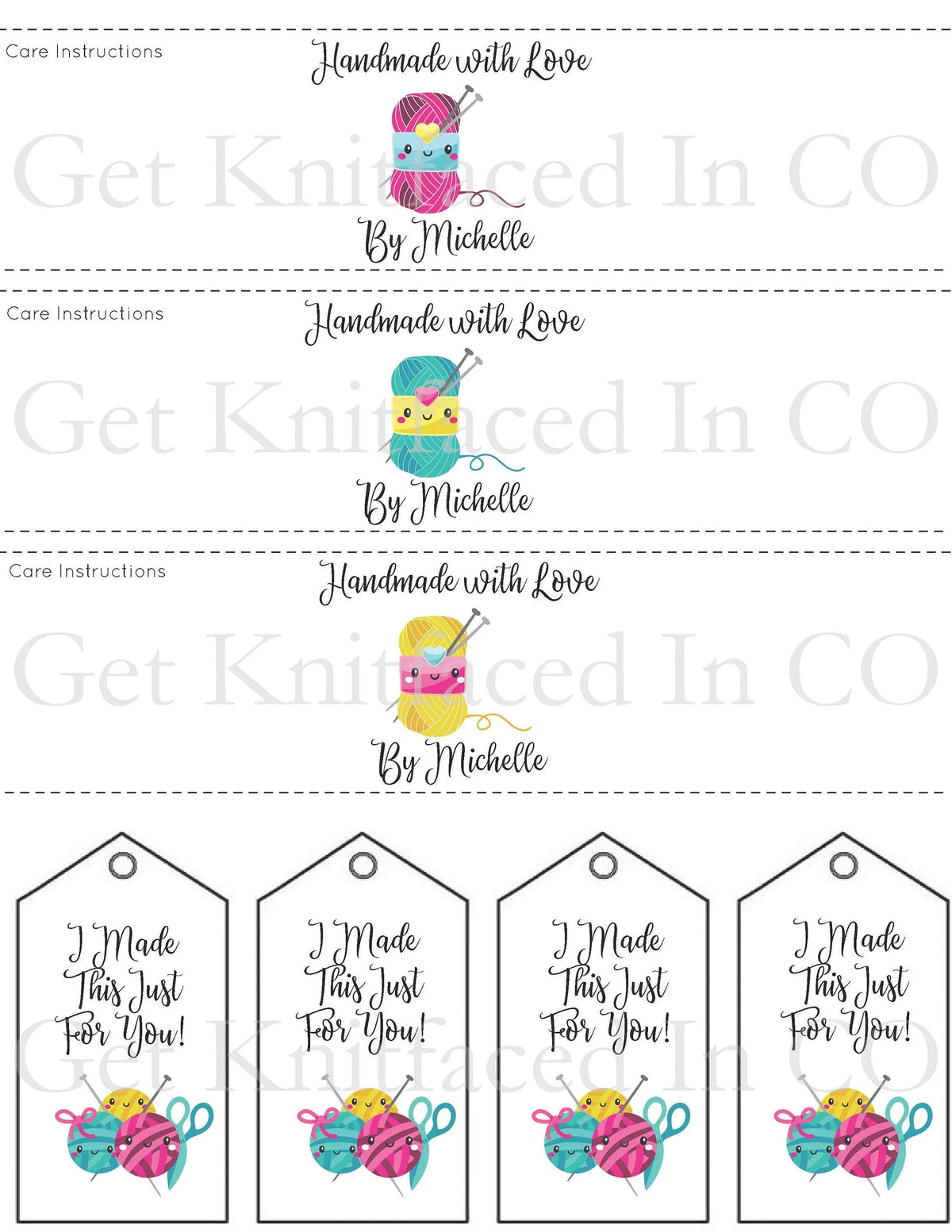 Kawaii Personalized Knitting Quote Gift Tag - PDF File Only - Printable Knitting Label