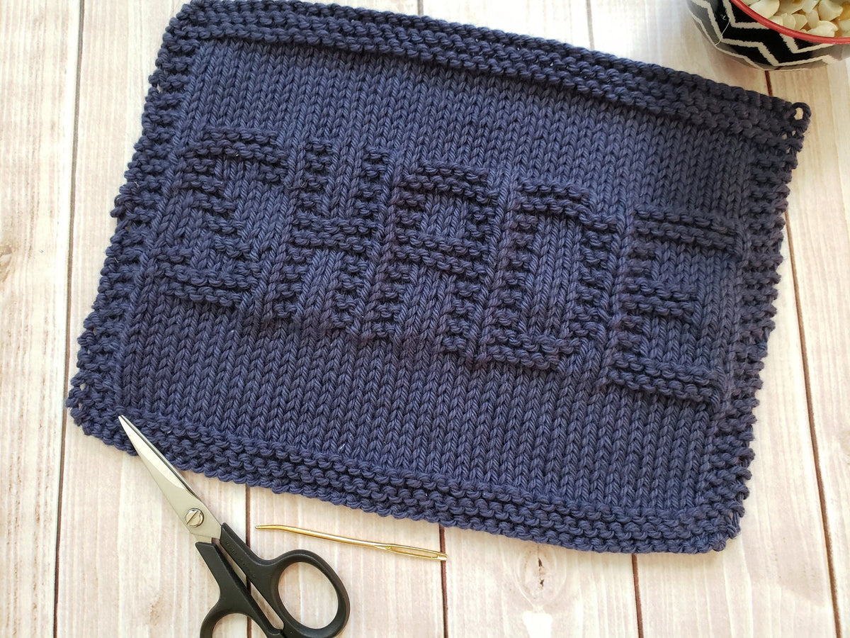 Blue Shade Hand Knit Cotton Dishcloth - Environmentally Friendly - Adult Humor