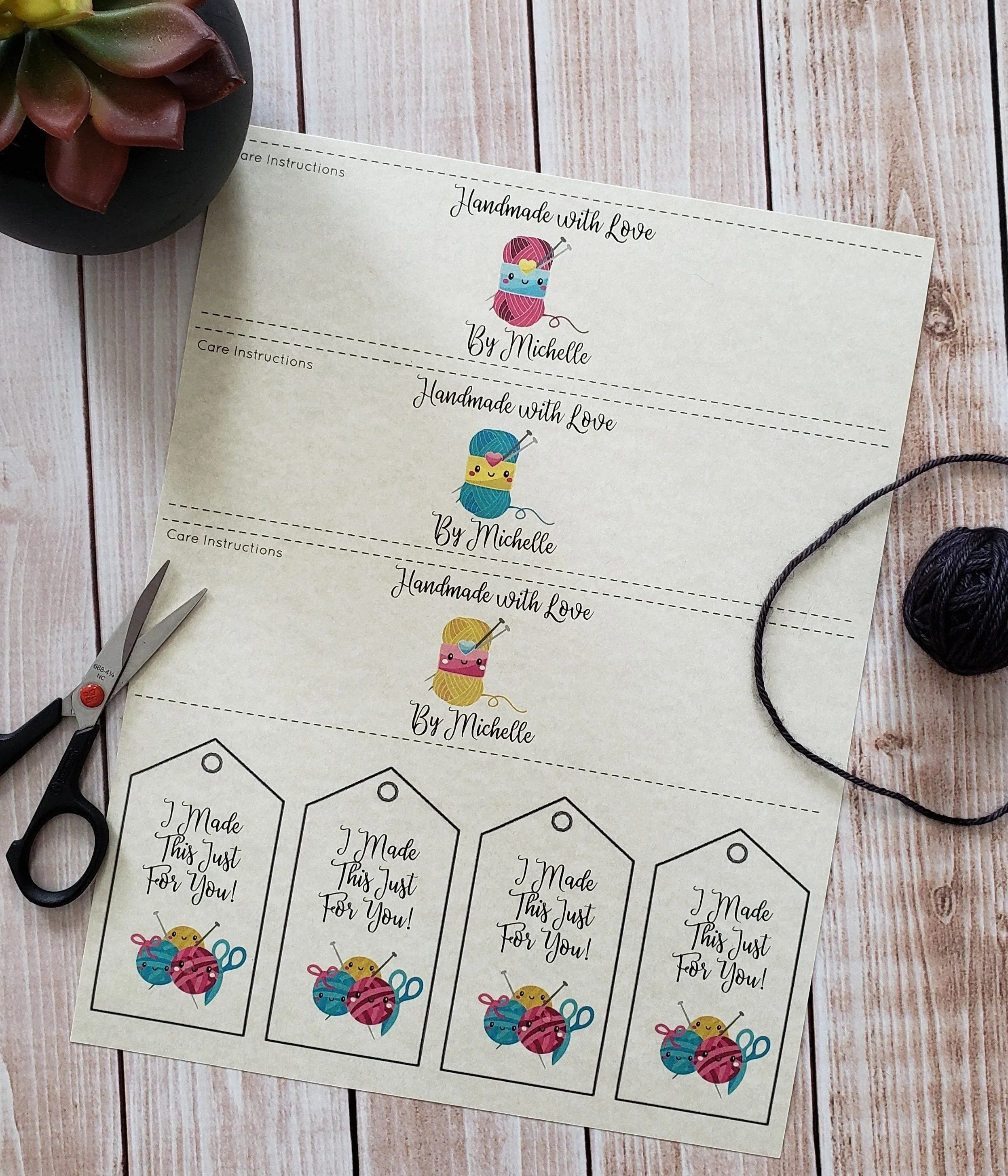 Kawaii Personalized Knitting Quote Gift Tag - PDF File Only - Printable Knitting Label