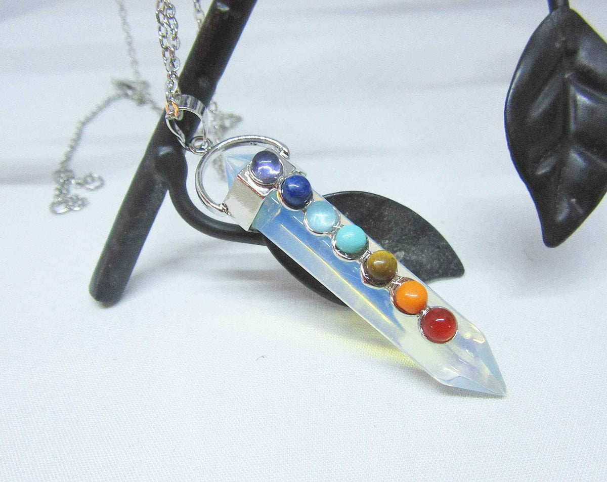 Chakra Pendant Necklace with Lapis Lazuli & Lava Stones - Healing Gemstone Jewelry for Yoga Enthusiasts