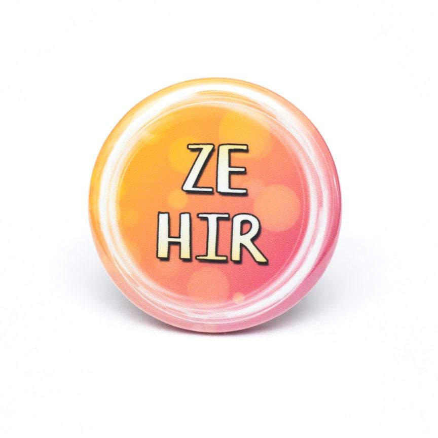 lgbtq ze hir pronoun buttons neopronouns