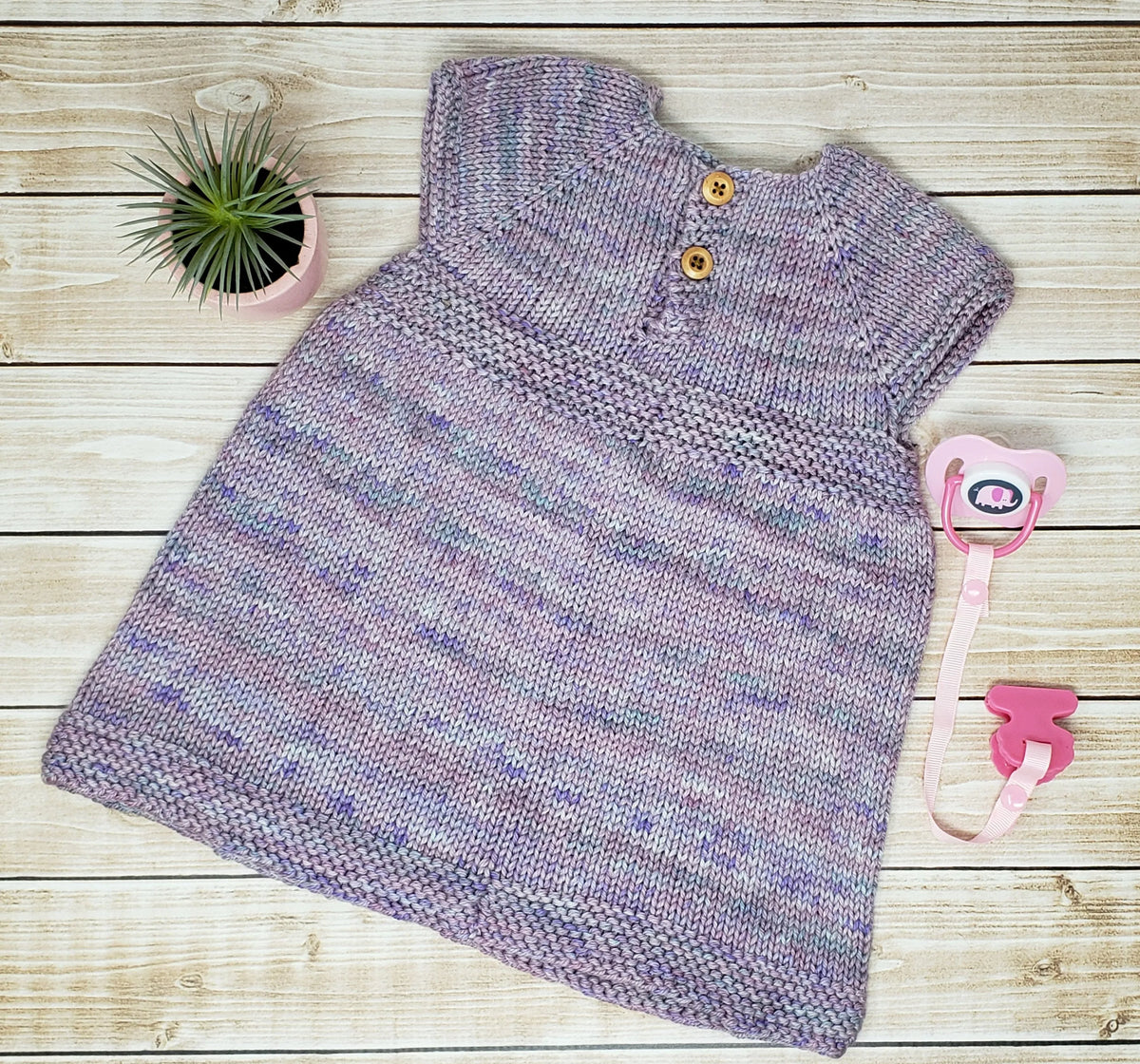 Hand Knit Newborn Baby Girl Dress - Coming Home Outfit - 0 to 3 Month Clothes