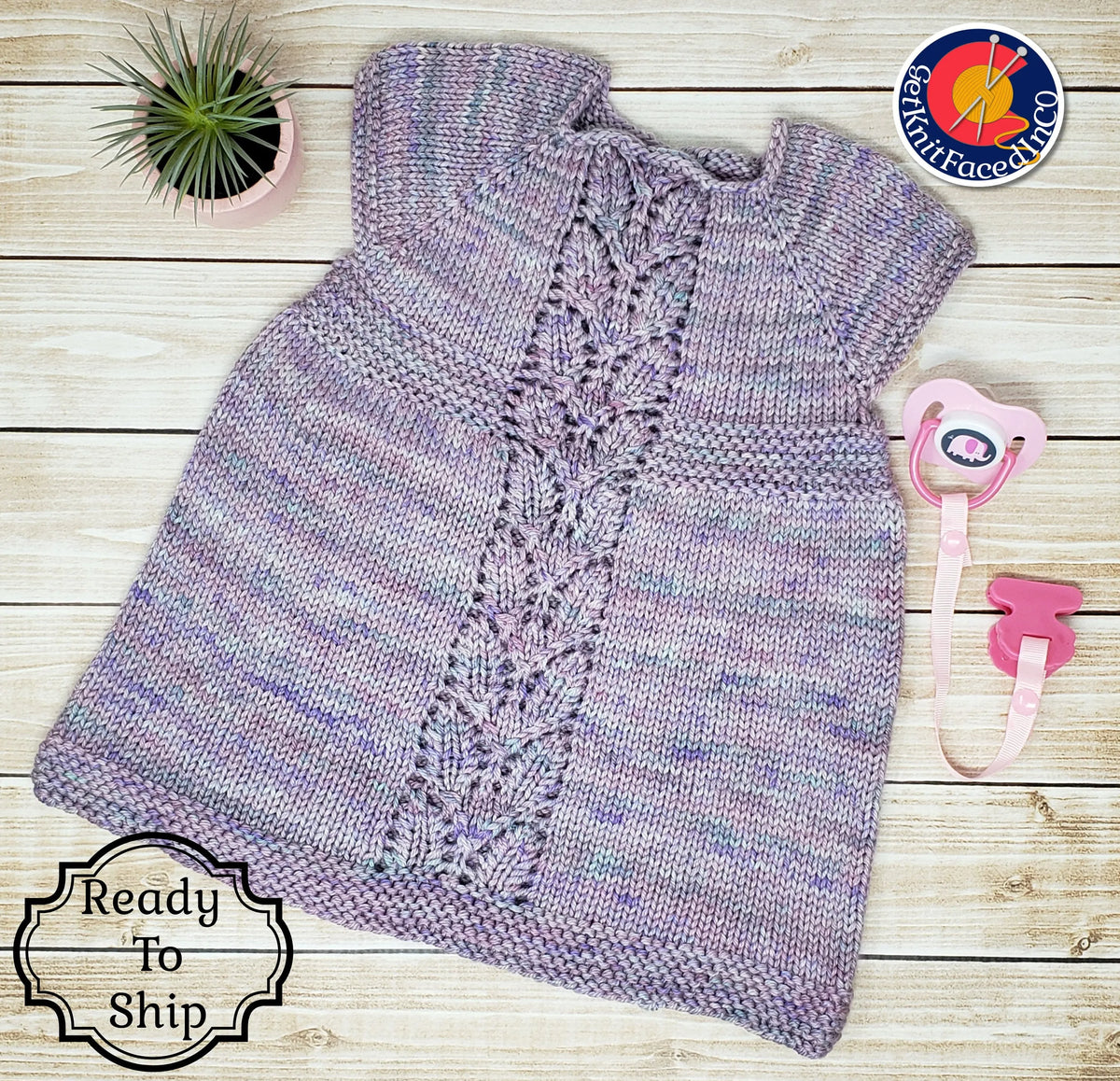 Hand Knit Newborn Baby Girl Dress - Coming Home Outfit - 0 to 3 Month Clothes