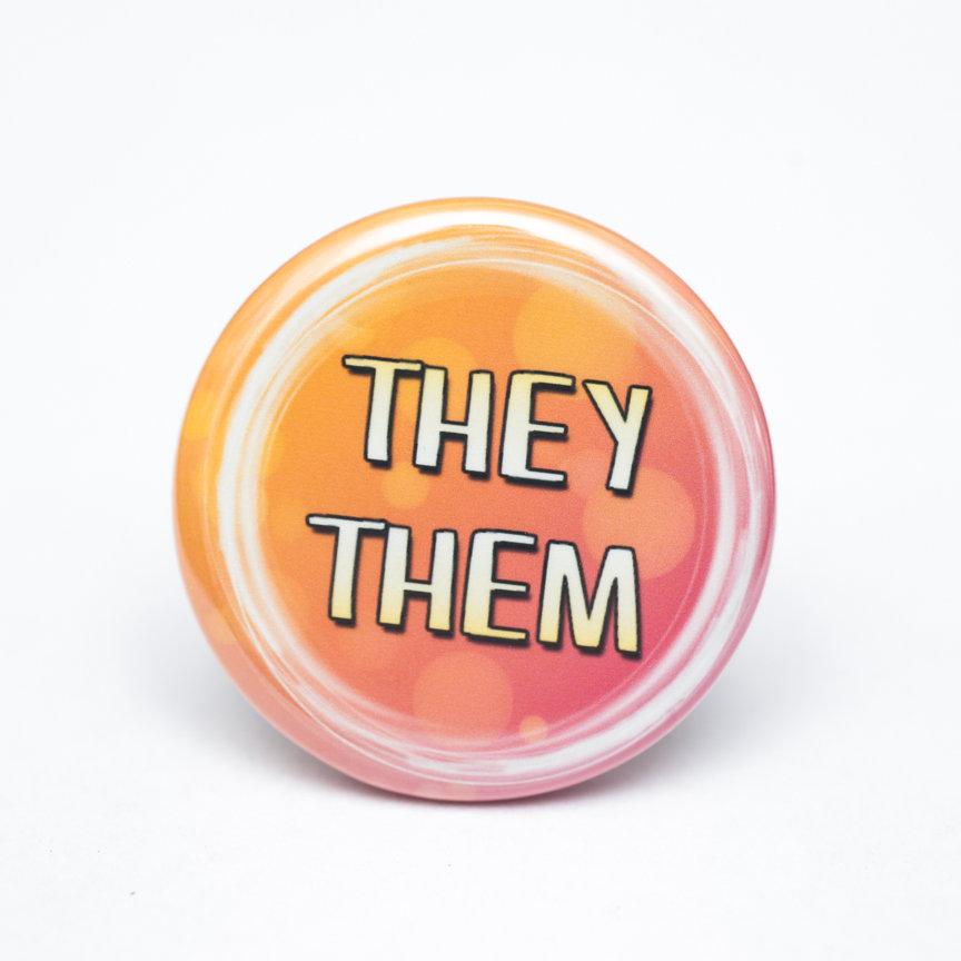 lgbtq they them pronoun buttons