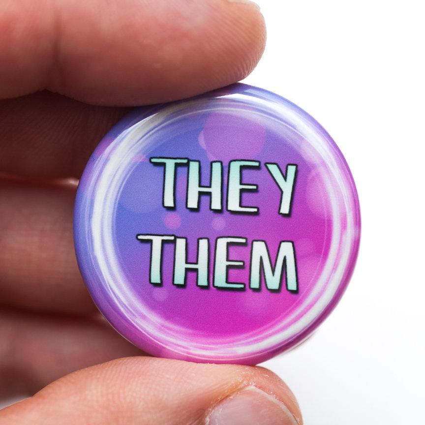 lgbtq they them pronoun buttons
