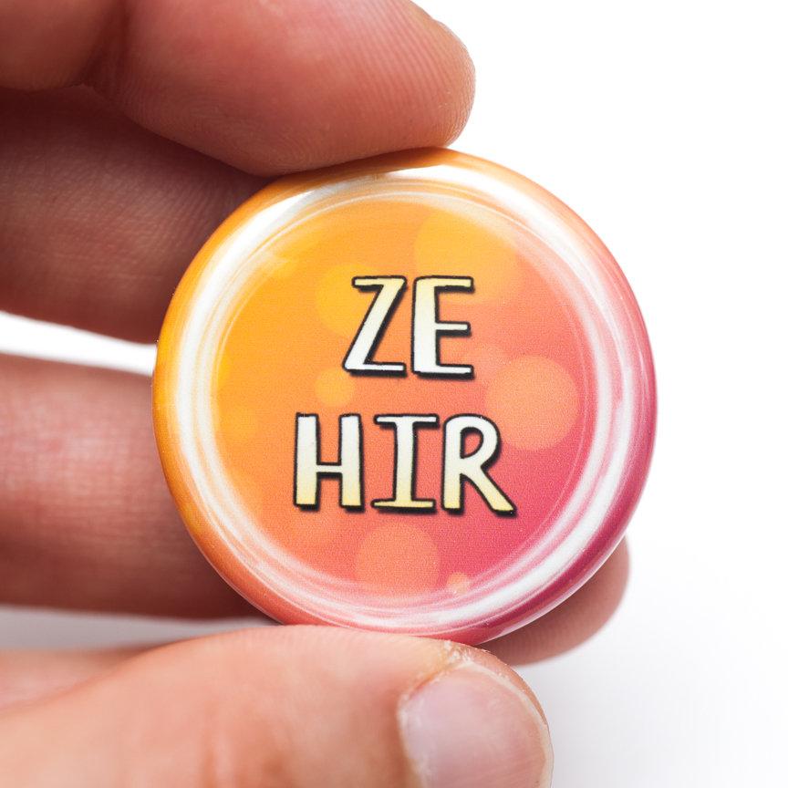 lgbtq ze hir pronoun buttons neopronouns