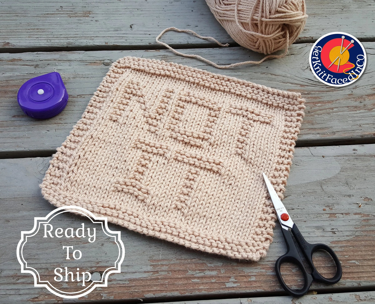 Beige Not It Knitted Dishcloth