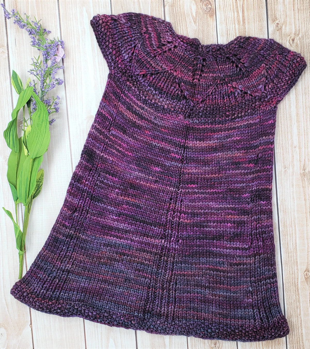 Hand Knit 1st Birthday Dress - Purple Baby Girl 9 to 12 month Clothes - Toddler Wedding Outfit
