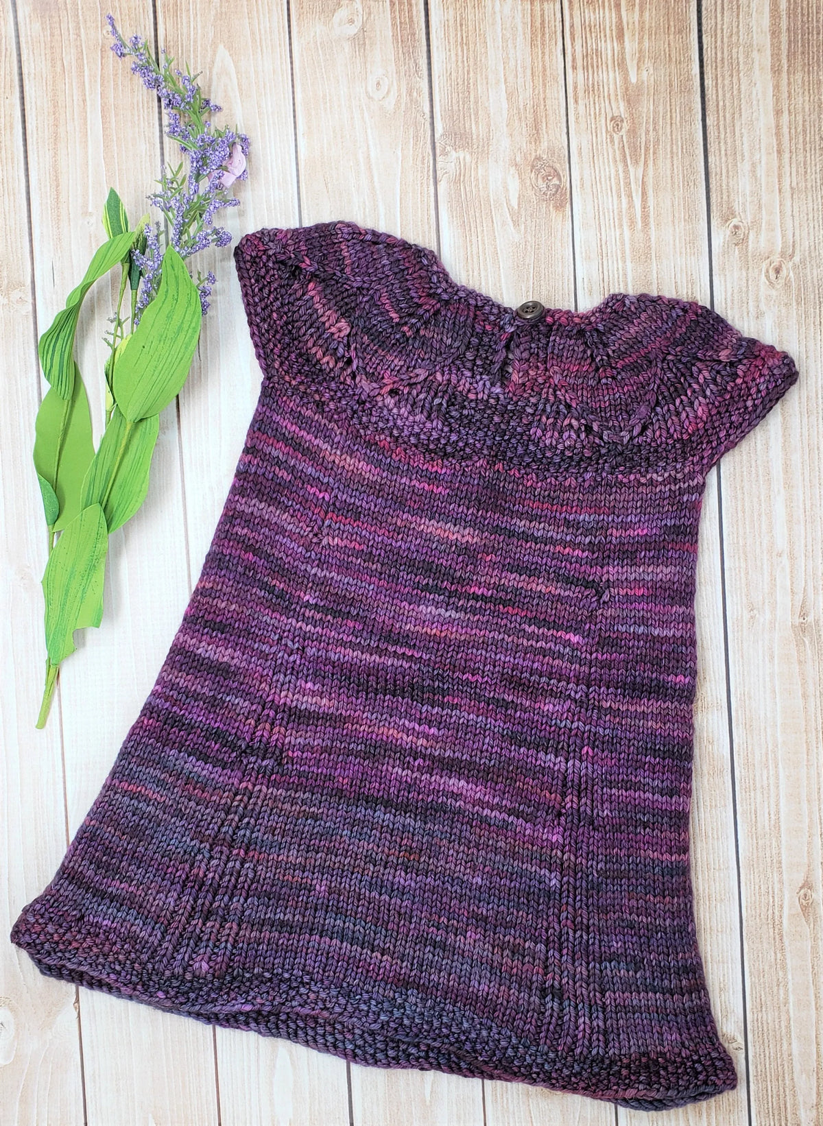 Hand Knit 1st Birthday Dress - Purple Baby Girl 9 to 12 month Clothes - Toddler Wedding Outfit