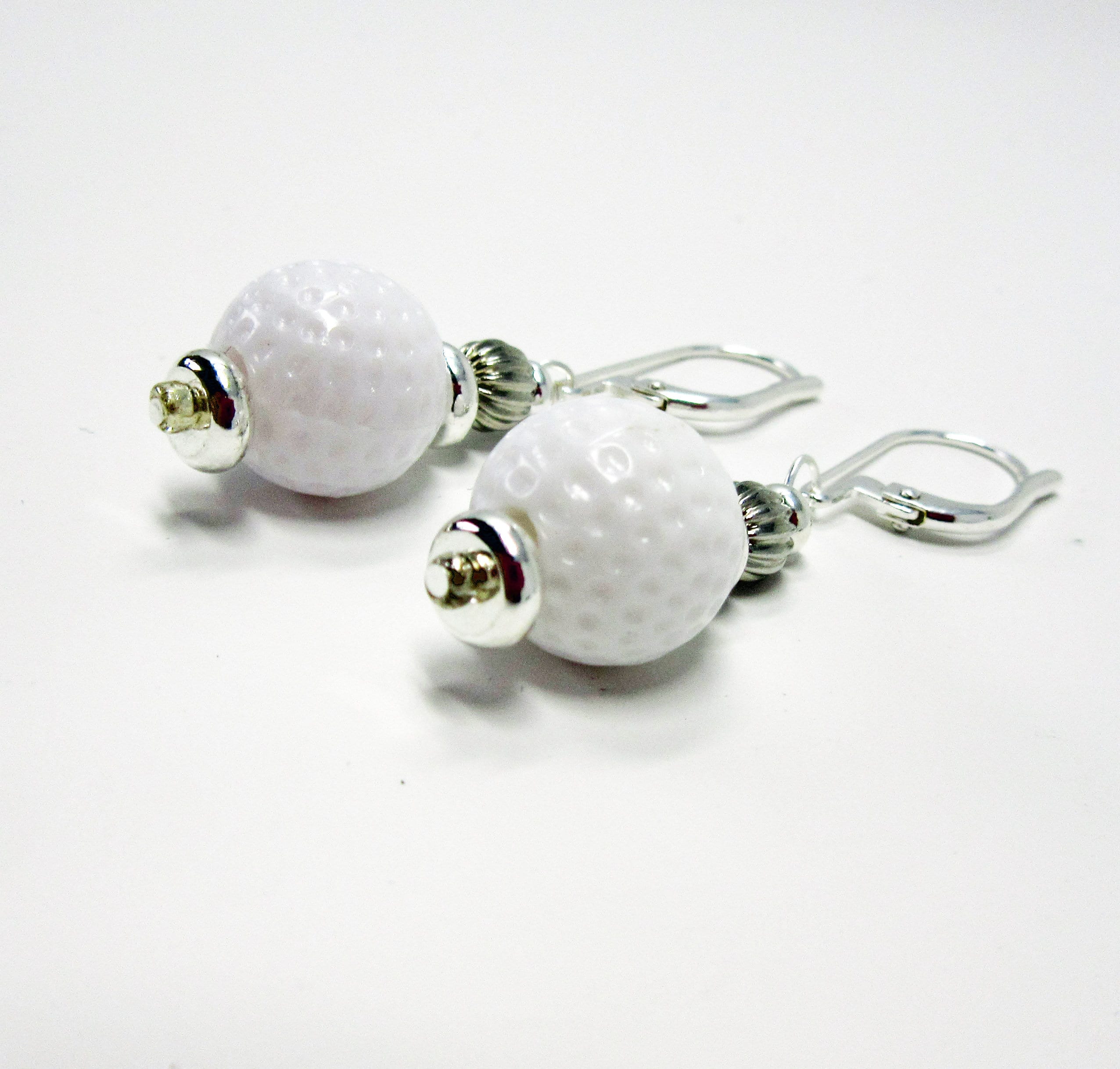 Golf Earrings a Gift for Woman Golfer, showing fun novelty golf ball jewelry.