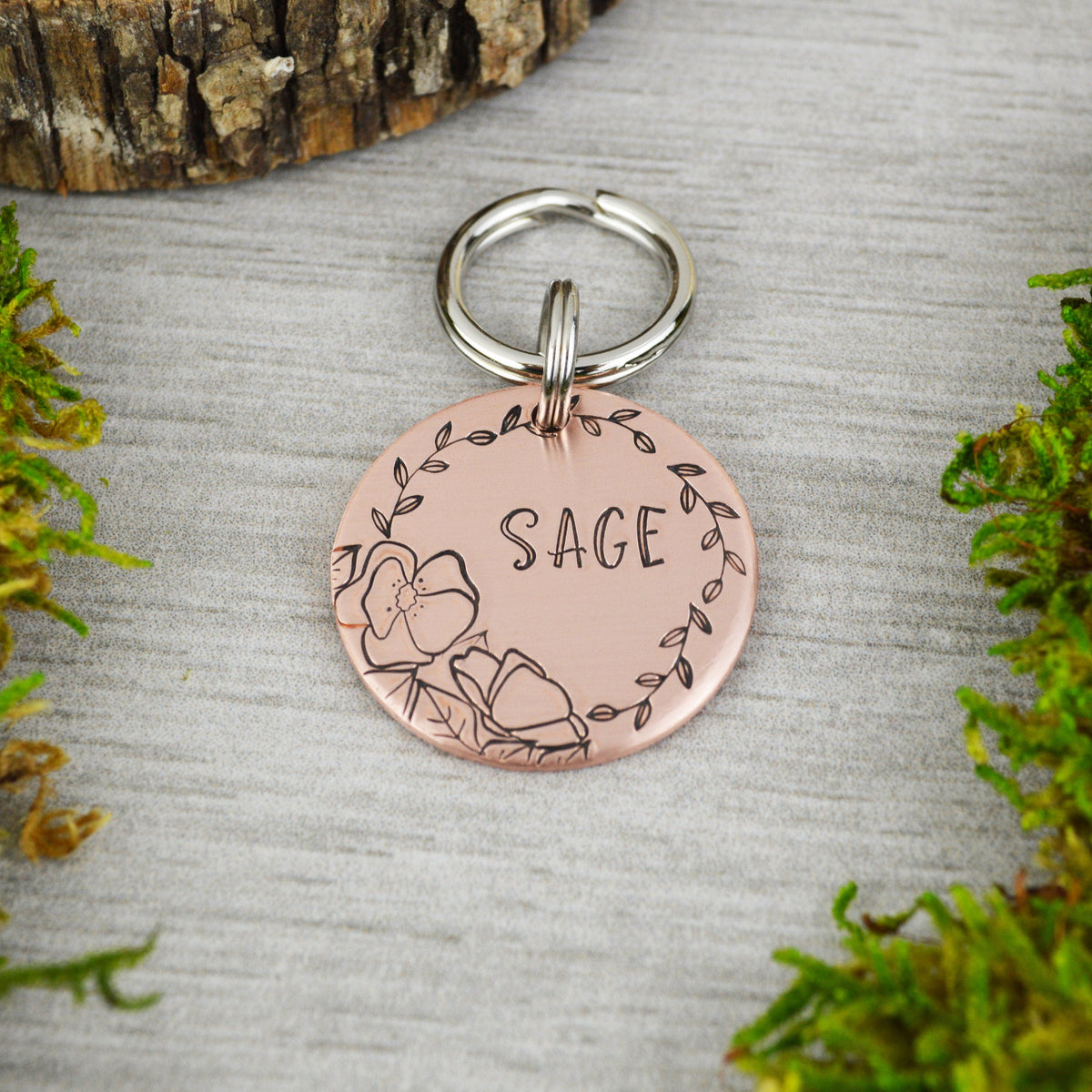 Poppy Wreath Handstamped Pet ID Tag
