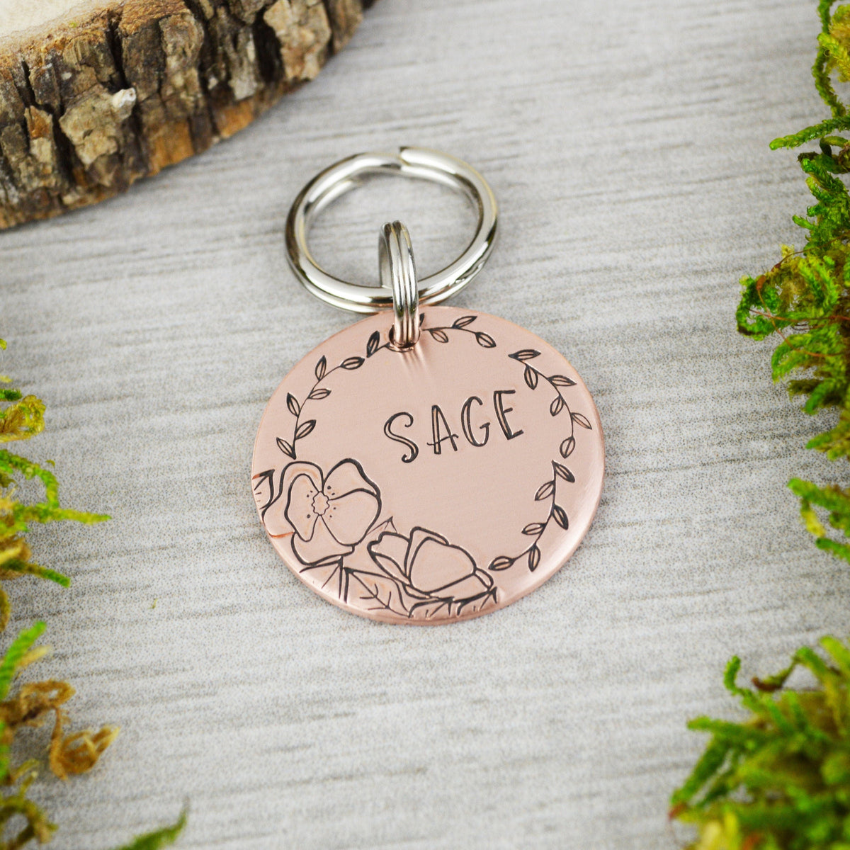 Poppy Wreath Handstamped Pet ID Tag