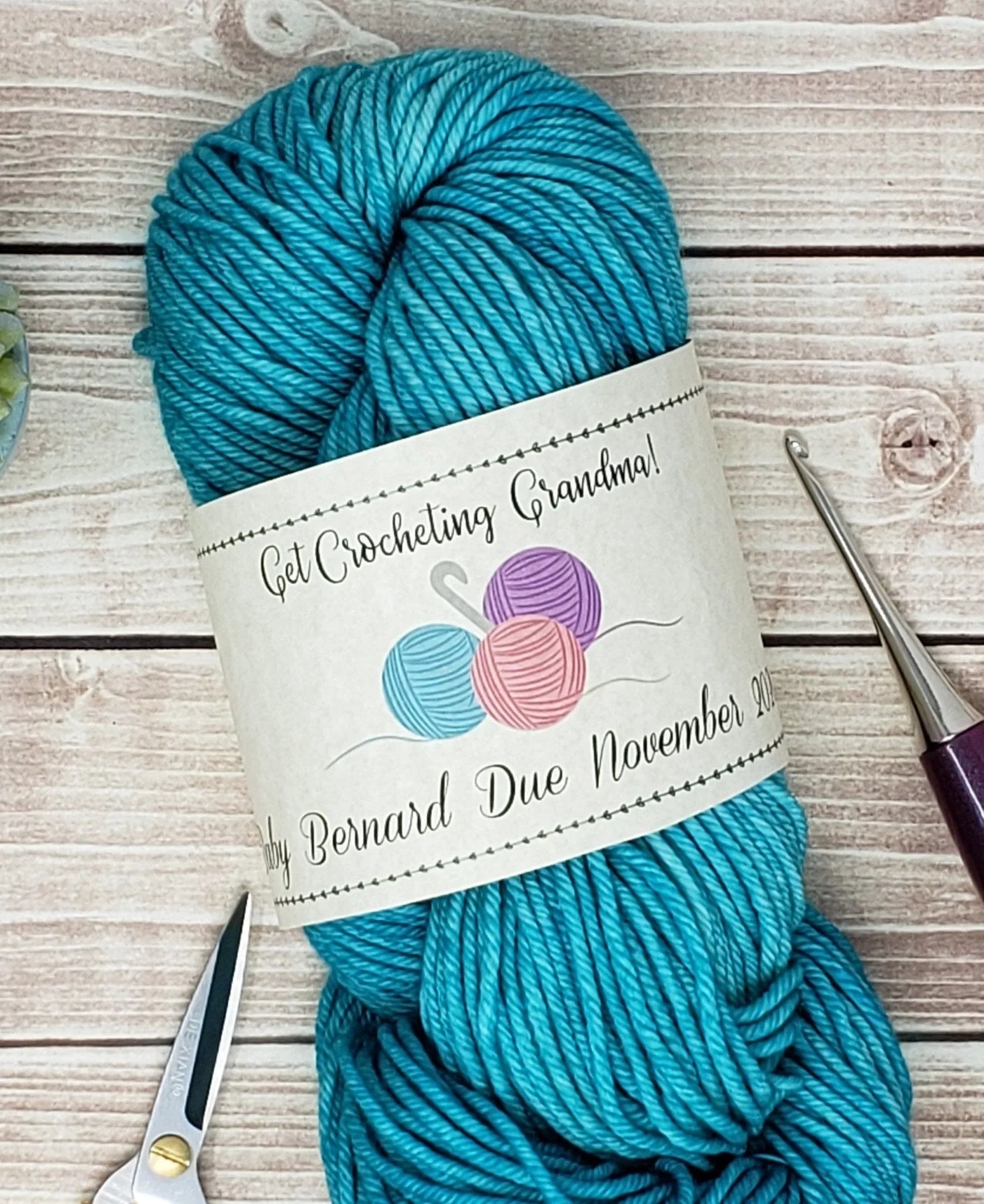 Custom Printable Pregnancy Announcement Label - Get Crocheting Grandma - PDF File Only